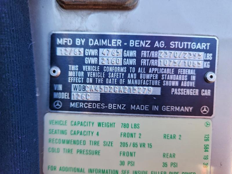 1986 MERCEDES-BENZ 560 SEC #3308328176