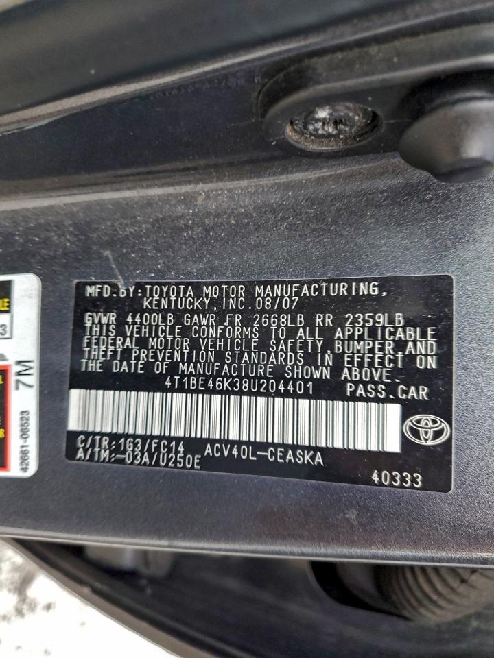 Lot #3310321001 2008 TOYOTA CAMRY CE