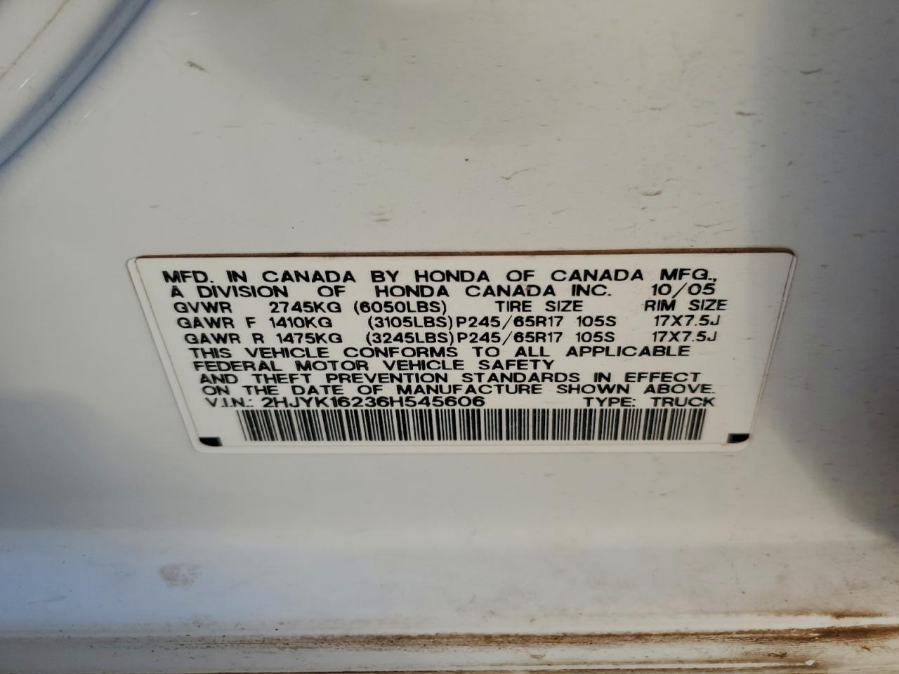 Lot #3308367291 2006 HONDA RIDGELINE