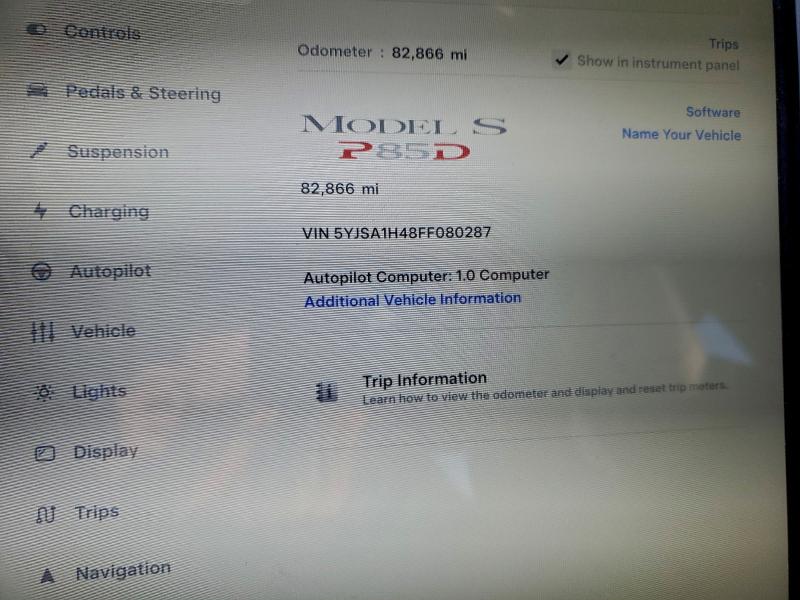 2015 TESLA MODEL S P8 #3319696889