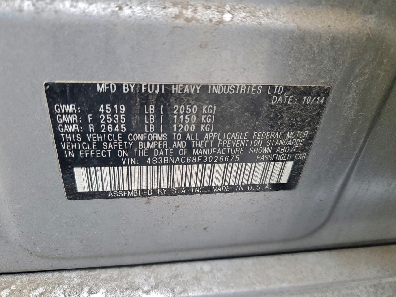 Lot #3312357770 2015 SUBARU LEGACY 2.5