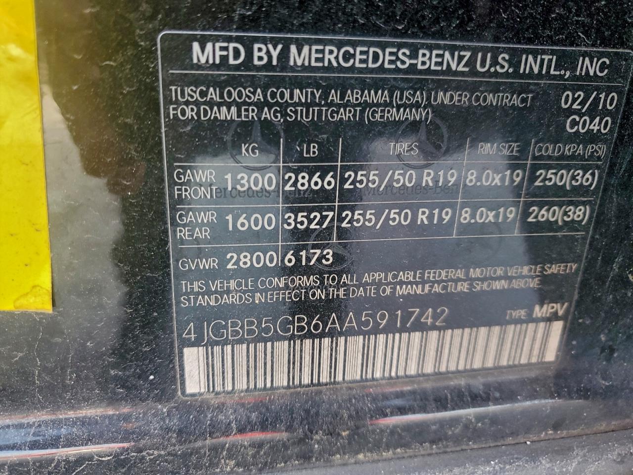 Lot #3315951122 2010 MERCEDES-BENZ ML 350