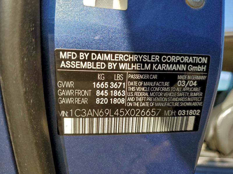 2005 CHRYSLER CROSSFIRE #3304530502