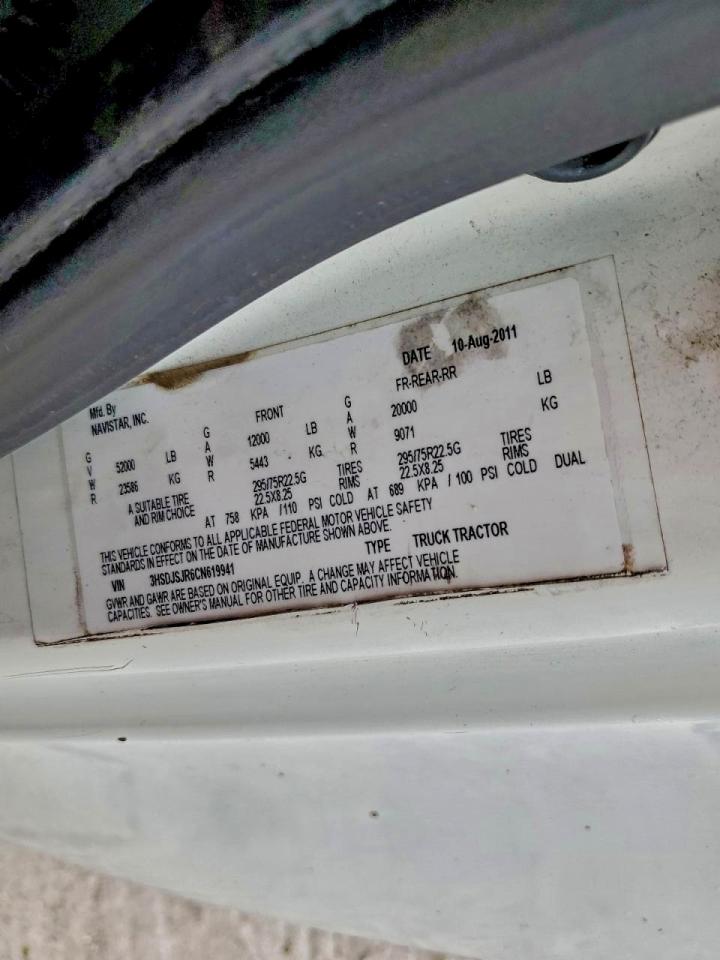 Lot #3303623930 2012 INTERNATIONAL PROSTAR