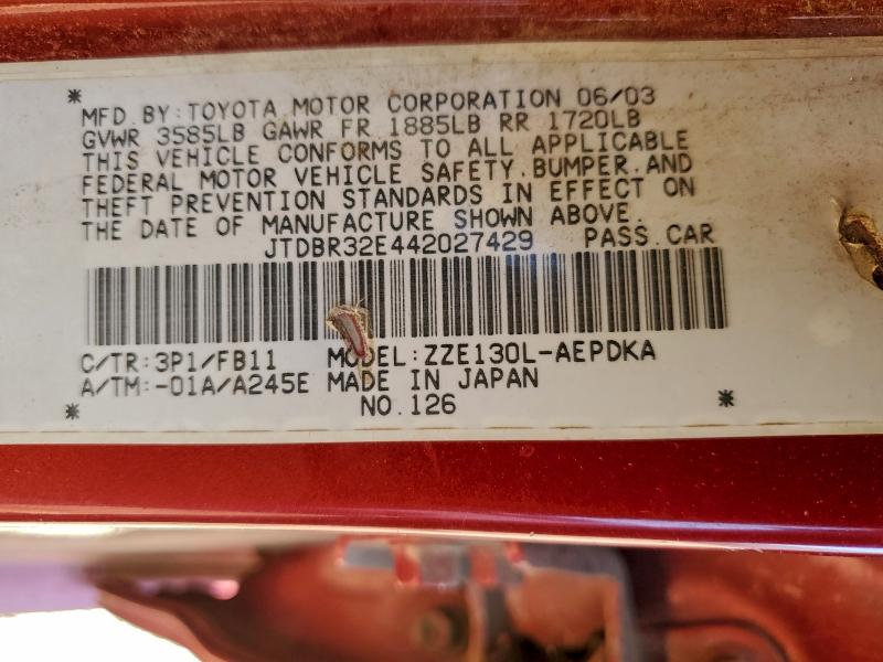 2004 TOYOTA COROLLA CE #3302753025