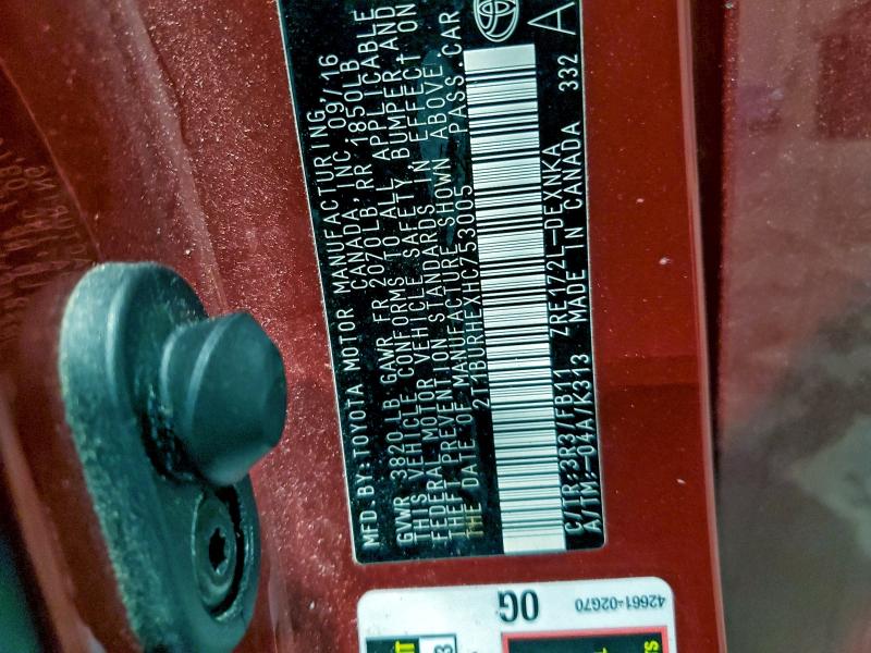 2017 TOYOTA COROLLA L #3304788340