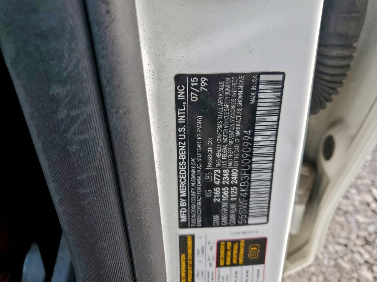 Lot #3311515245 2015 MERCEDES-BENZ C 300 4MAT