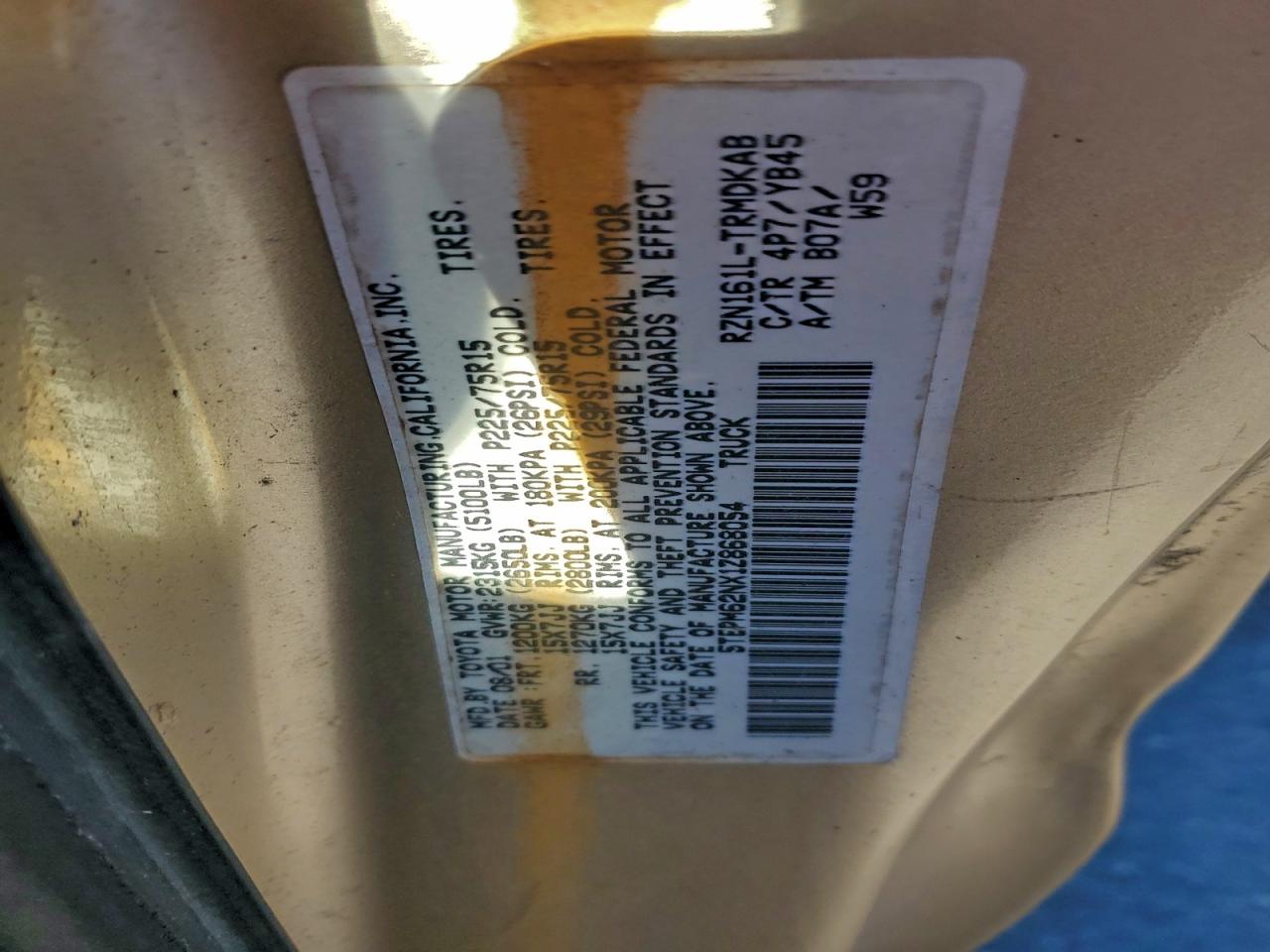 Lot #3309620600 2001 TOYOTA TACOMA