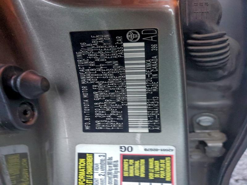 2017 TOYOTA COROLLA L #3304502439