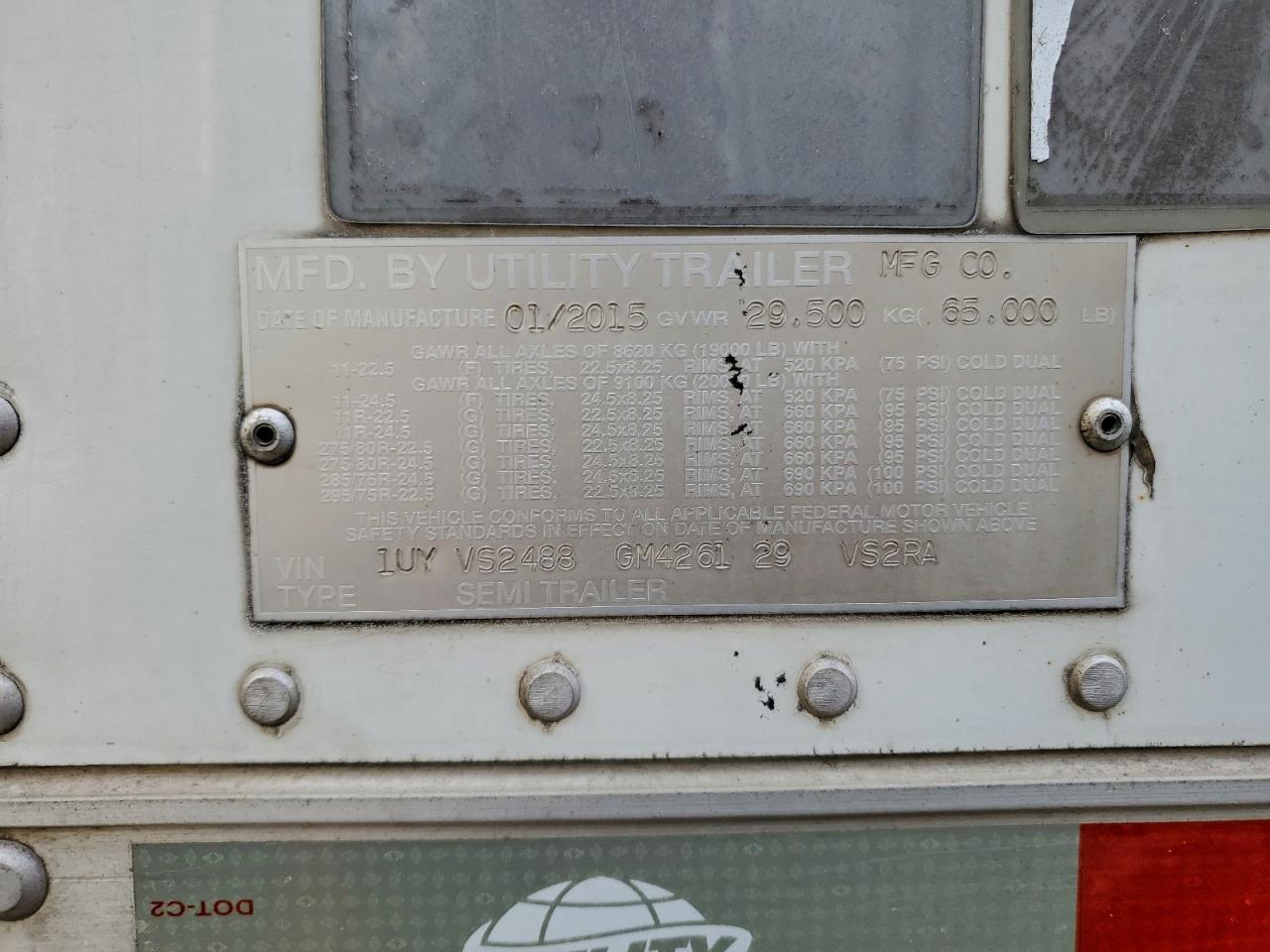 Lot #3315999089 2016 UTILITY VS2RA