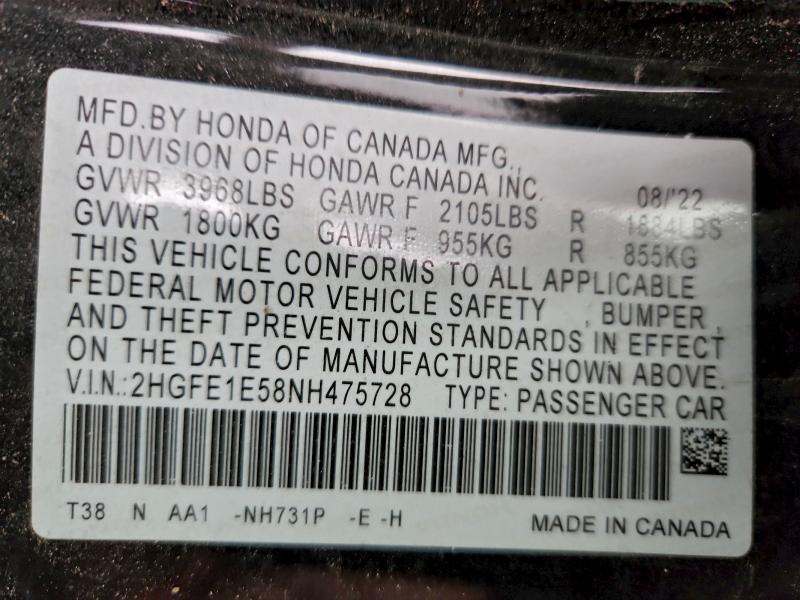 2022 HONDA CIVIC SI #3303677929