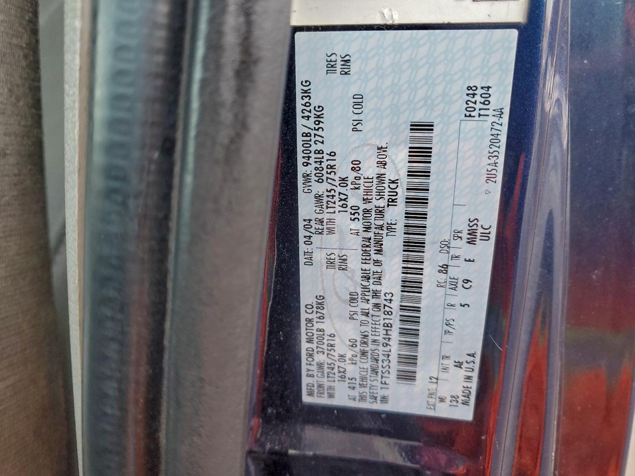 Lot #3305302339 2004 FORD ECONOLINE