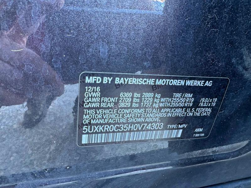 2017 BMW X5 XDRIVE3 #3317886904