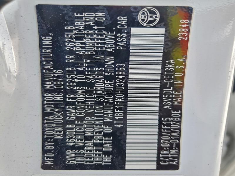 2017 TOYOTA CAMRY LE #3305484126