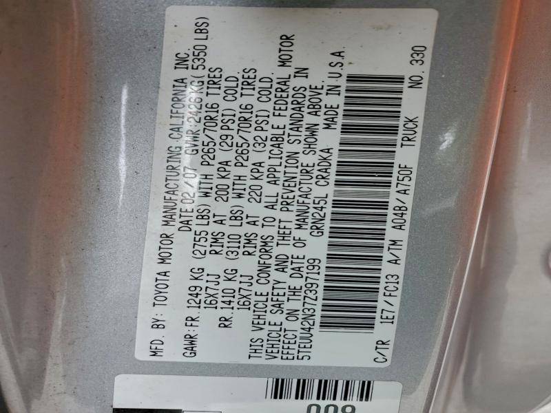 2007 TOYOTA TACOMA ACC #3304059544