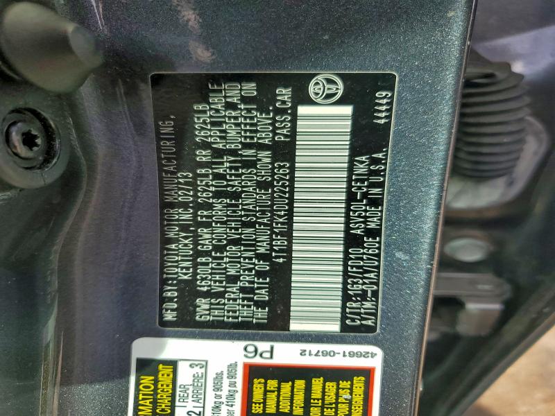 2013 TOYOTA CAMRY L #3304760933