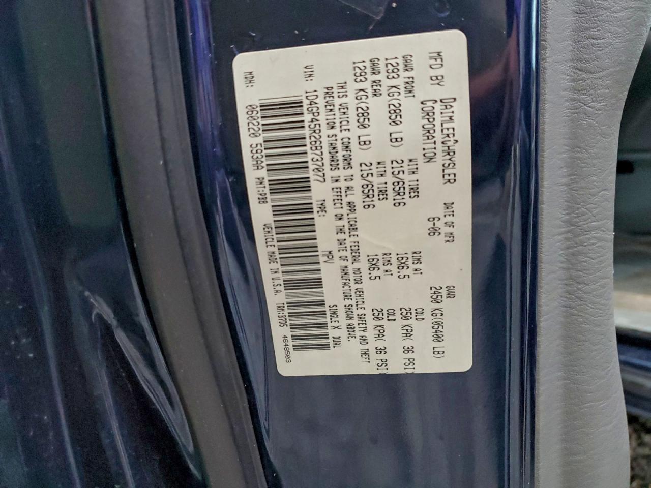 Lot #3302738014 2006 DODGE CARAVAN SX