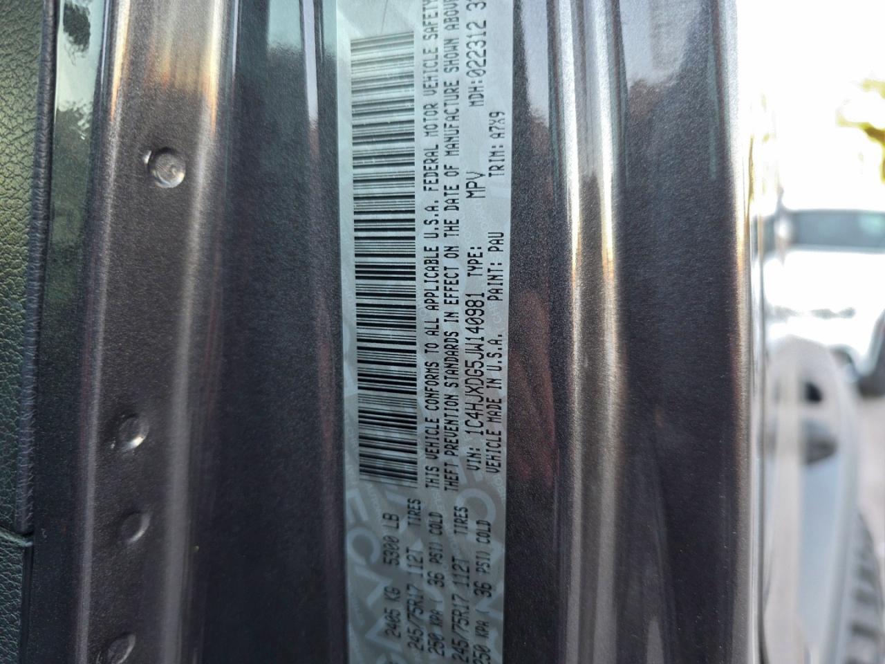 Lot #3309266622 2018 JEEP WRANGLER U