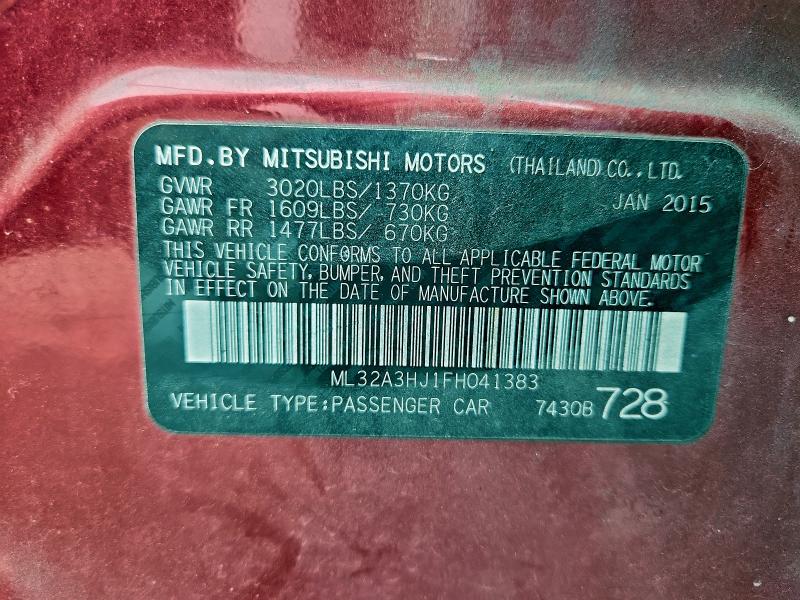 2015 MITSUBISHI MIRAGE DE #3316928095