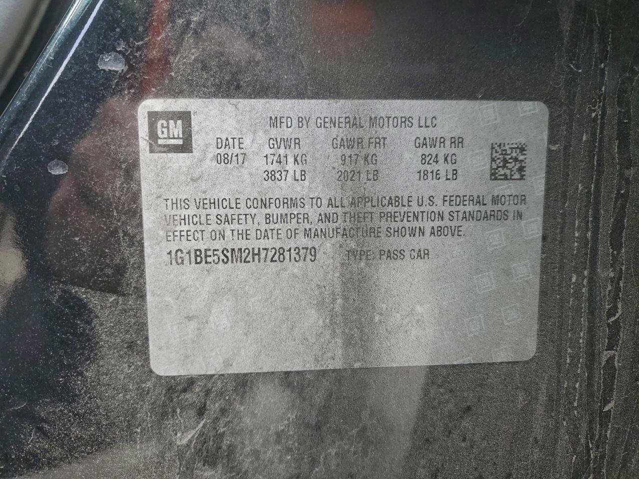 Lot #3302895888 2017 CHEVROLET CRUZE LT