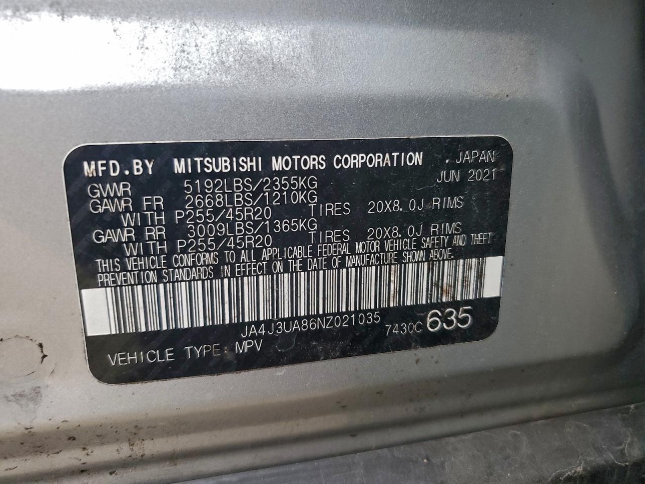 Lot #3305343301 2022 MITSUBISHI OUTLANDER