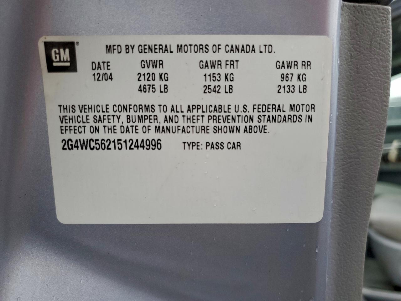 Lot #3311586836 2005 BUICK LACROSSE C