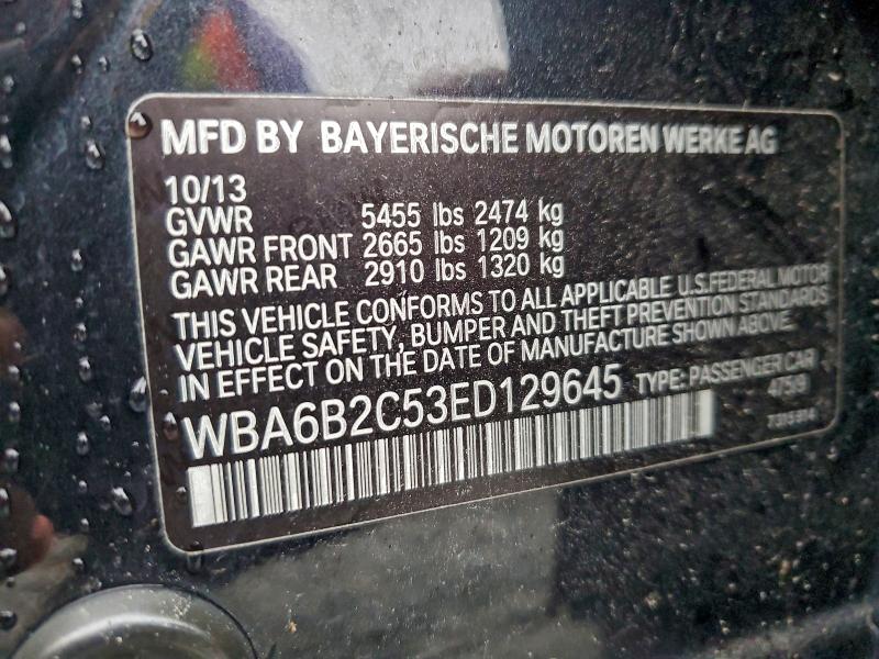 2014 BMW 650 I GRAN #3309289617