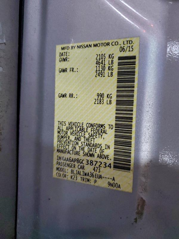 2016 NISSAN MAXIMA 3.5 #3302889897