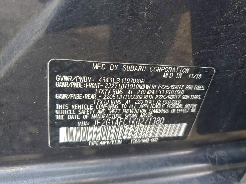 2019 SUBARU CROSSTREK #3310481116