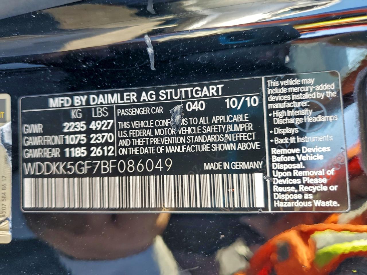 Lot #3316818431 2011 MERCEDES-BENZ E 350