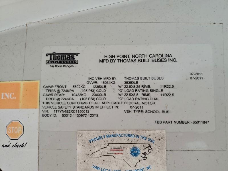 2012 THOMAS SAF-T-LINER HDX #3303846529