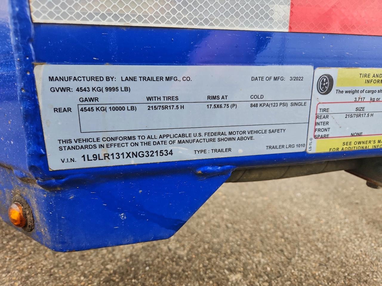 Lot #3315662788 2022 LANE UNKNOWN