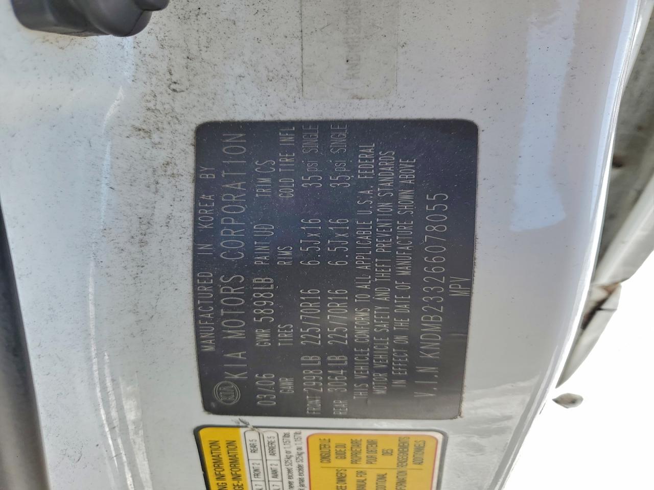 Lot #3317170149 2006 KIA SEDONA EX