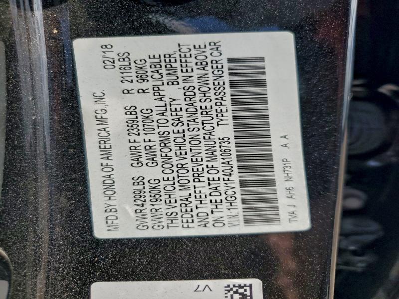 2018 HONDA ACCORD EX #3318860934