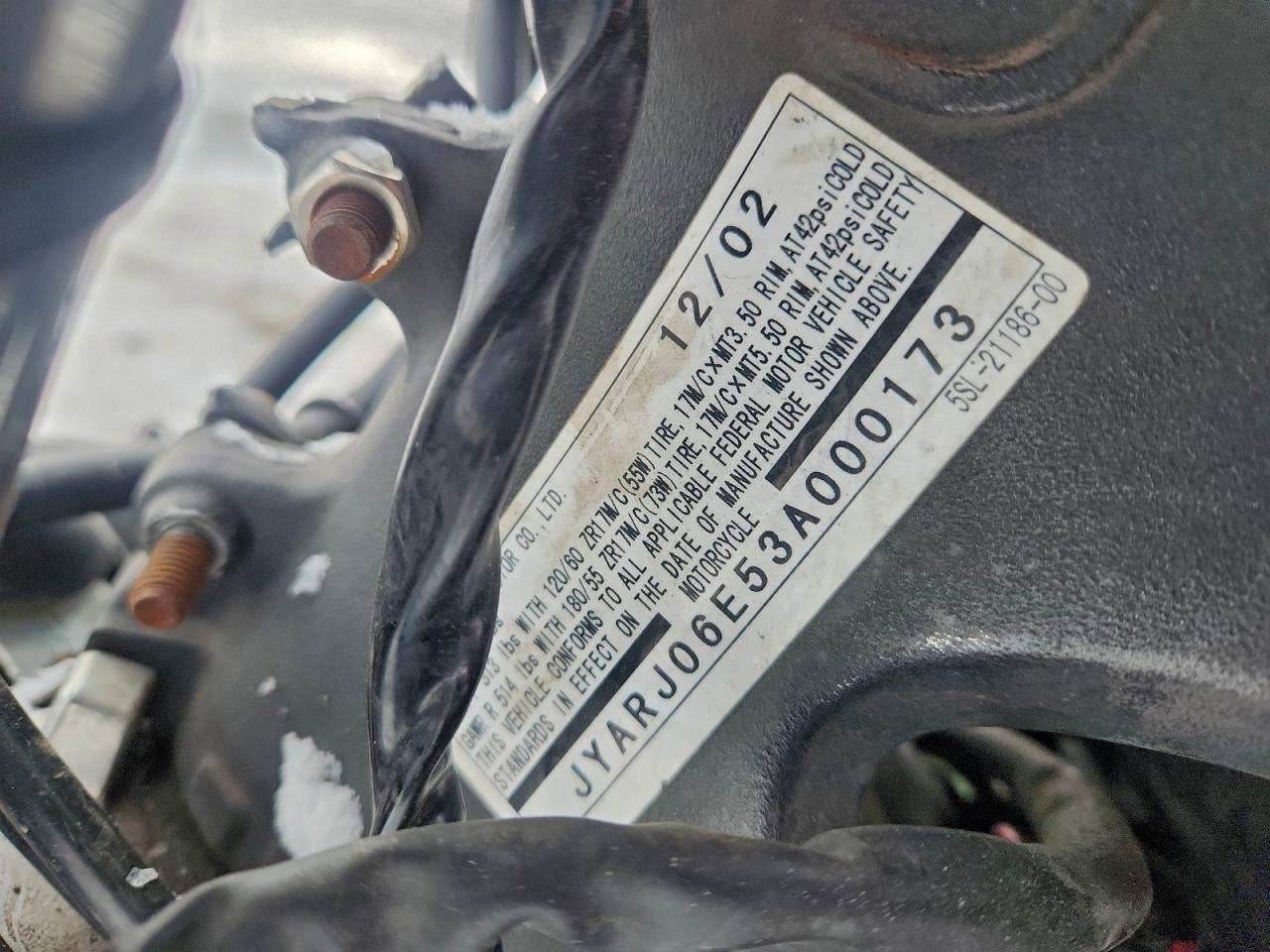 Lot #3309620613 2003 YAMAHA YZFR6 L