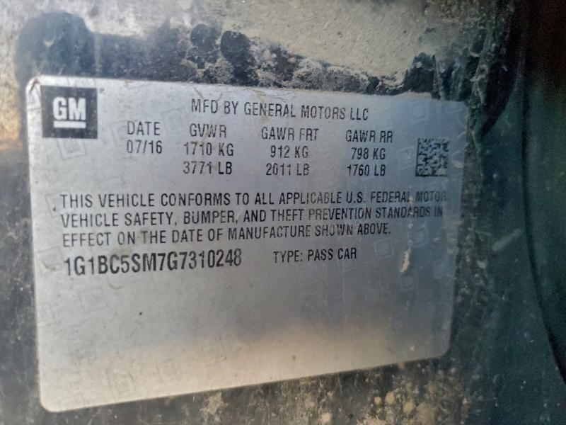 2016 CHEVROLET CRUZE #3309454995