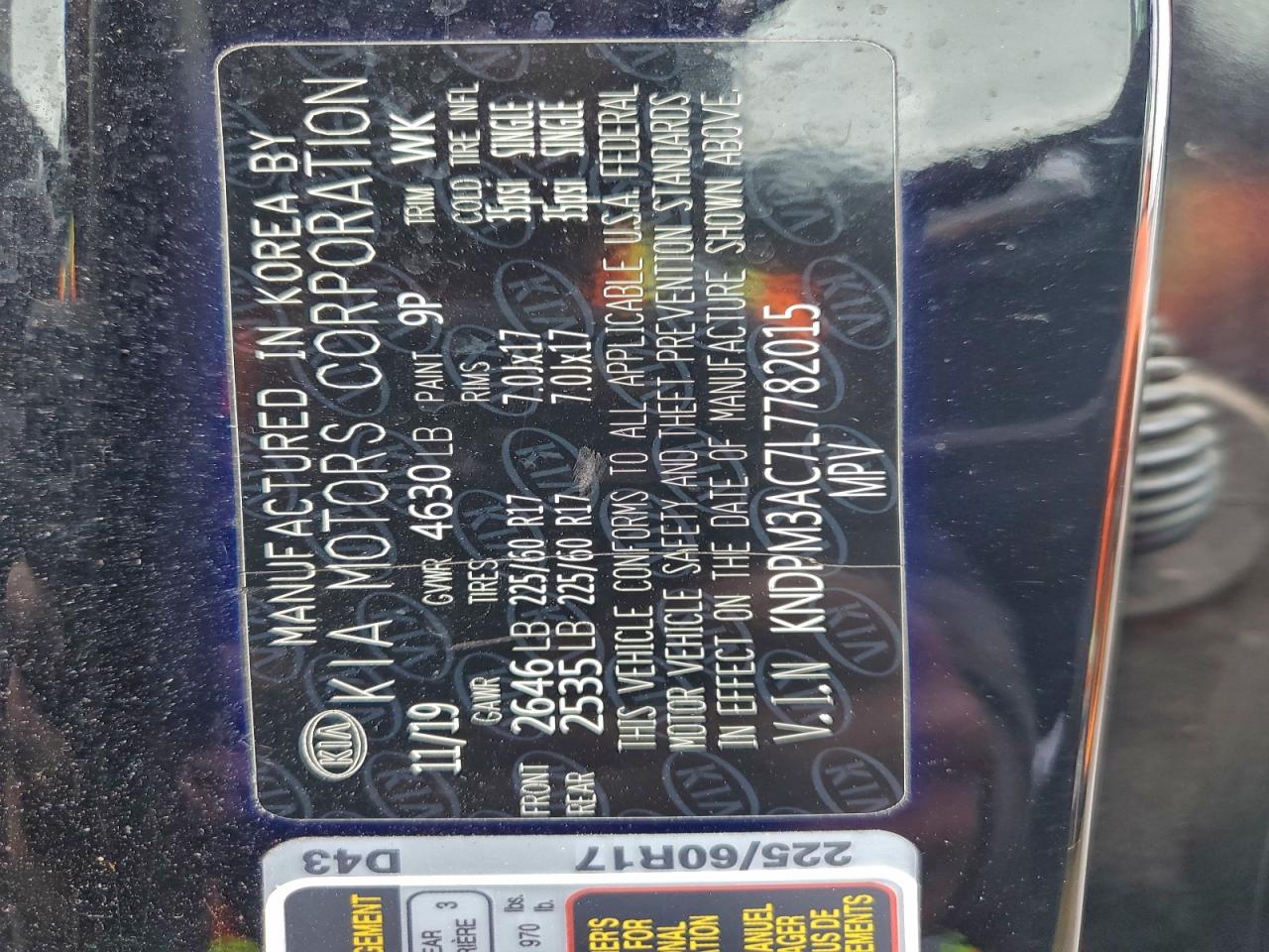 Lot #3312758088 2020 KIA SPORTAGE L