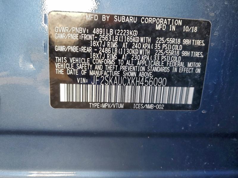 2019 SUBARU FORESTER L #3308215210