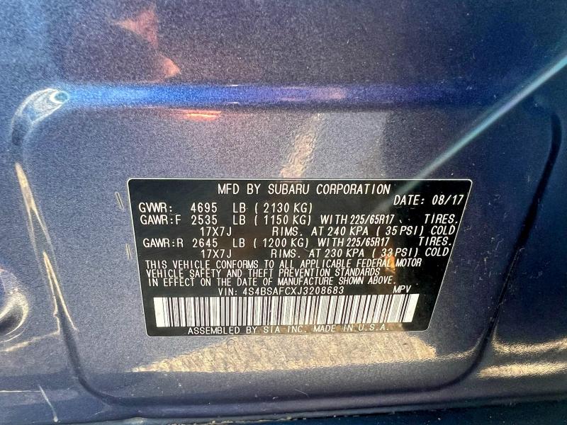 2018 SUBARU OUTBACK 2. #3303747460