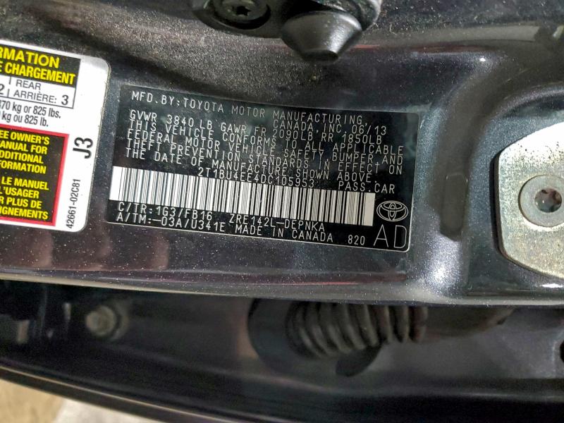 2013 TOYOTA COROLLA BA #3302715021