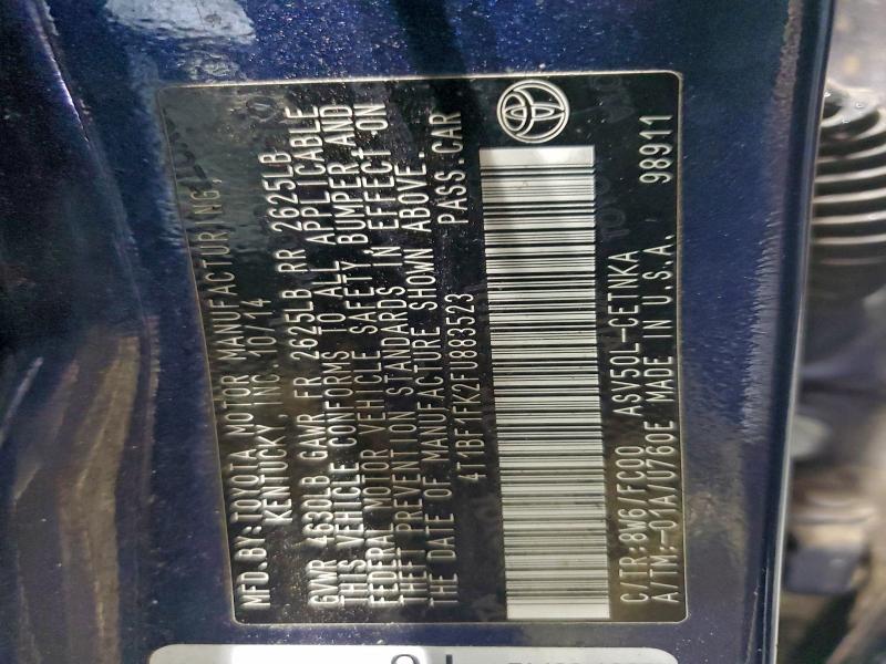 2015 TOYOTA CAMRY LE #3302726018