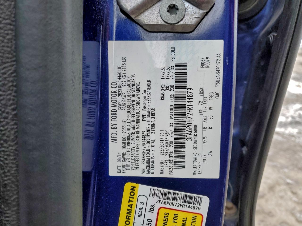 Lot #3305331367 2015 FORD FUSION SE