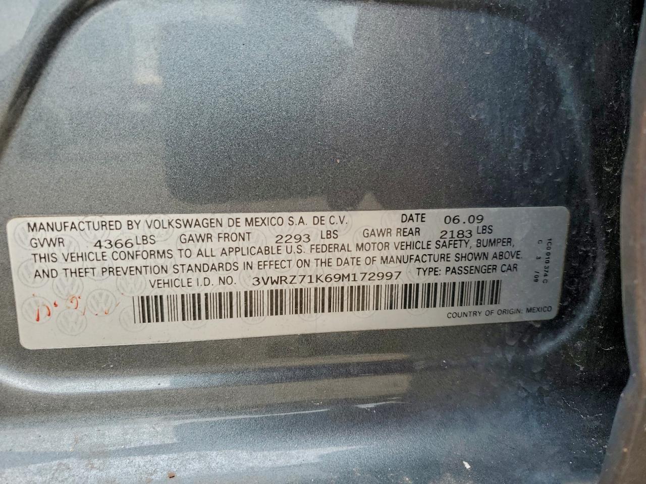 Lot #3311609220 2009 VOLKSWAGEN JETTA SE