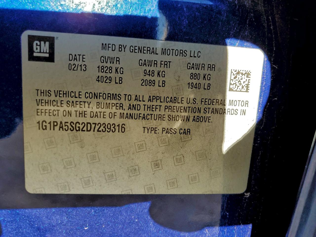 Lot #3308525512 2013 CHEVROLET CRUZE LS