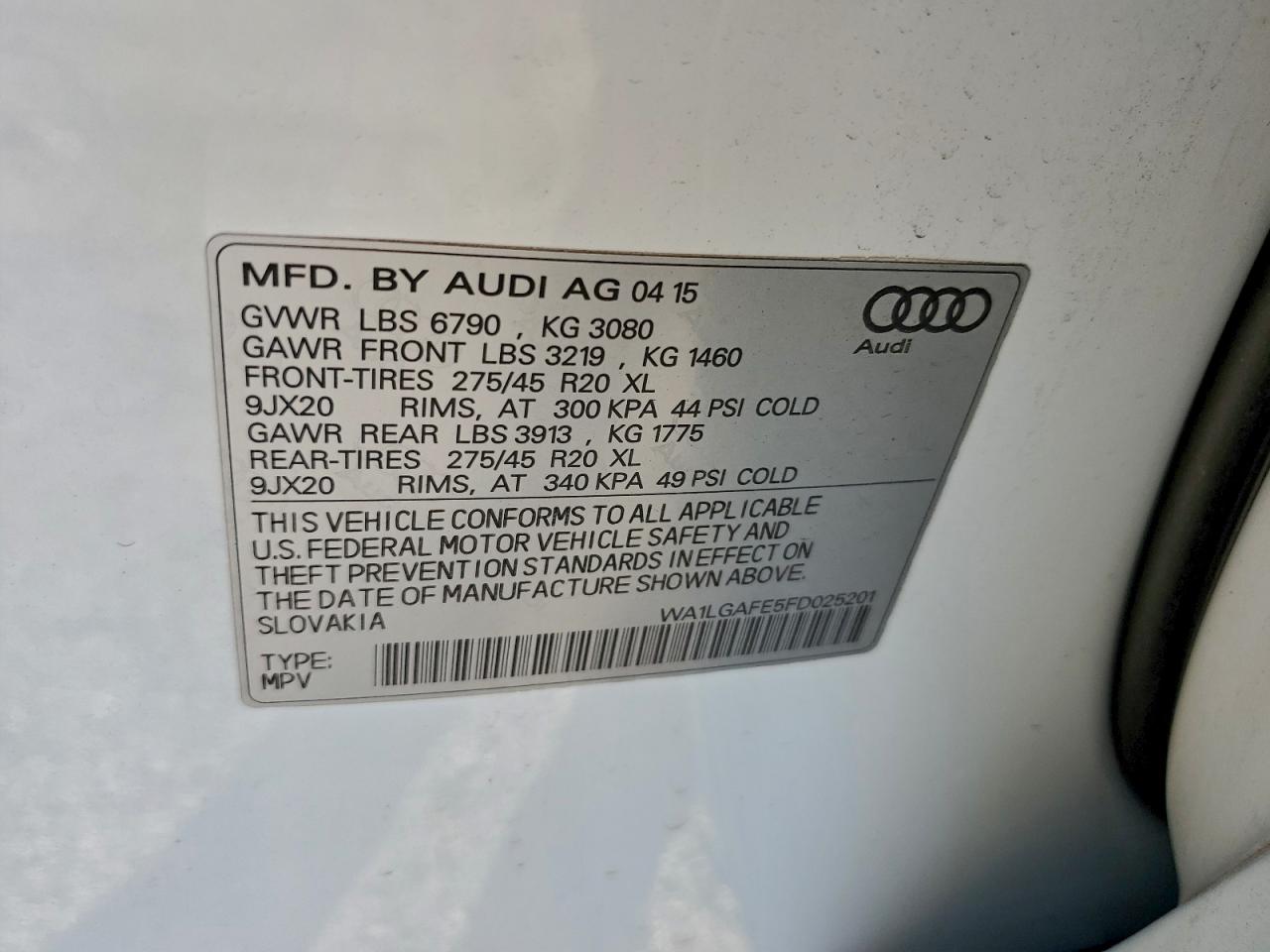 Lot #3310305953 2015 AUDI Q7 PREMIUM