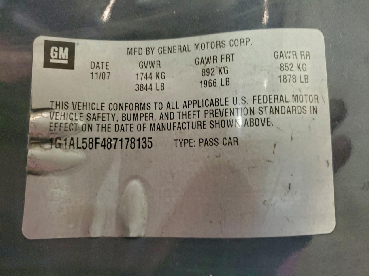 Lot #3302715020 2008 CHEVROLET COBALT LT