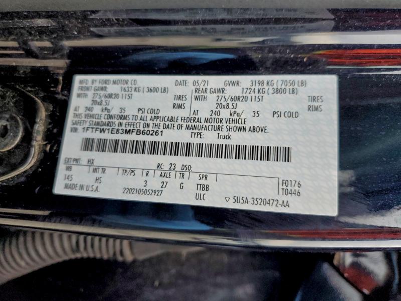 2021 FORD F150 SUPER #3304579485