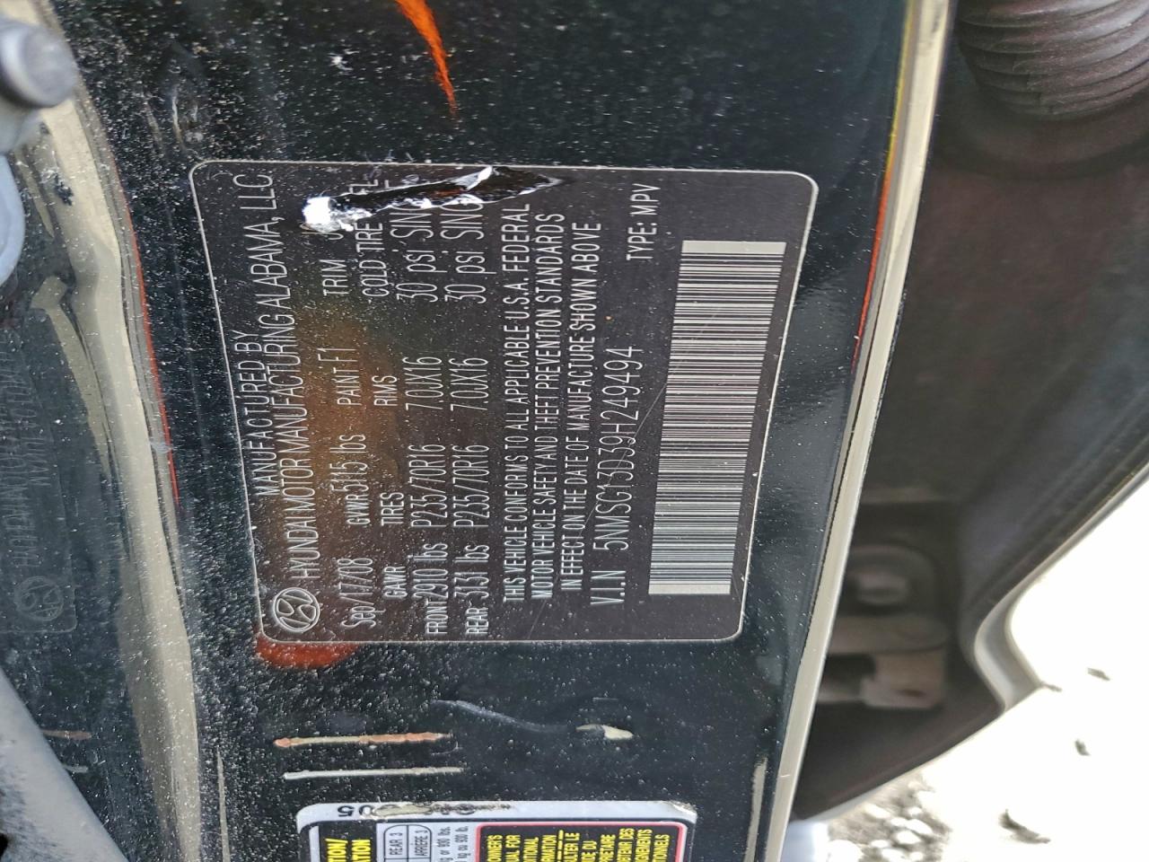 Lot #3312346774 2009 HYUNDAI SANTA FE