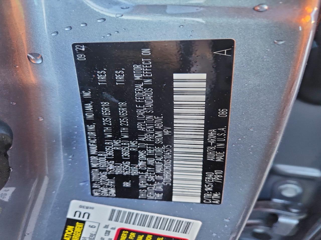 Lot #3315668779 2022 TOYOTA HIGHLANDER