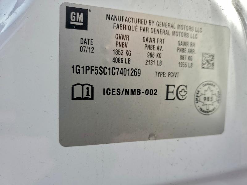 2012 CHEVROLET CRUZE LT #3305404311